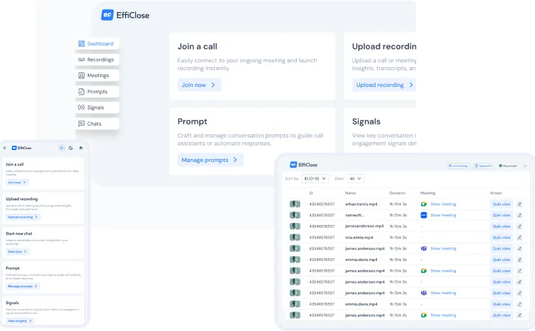 EffiClose integrations and workflow interface