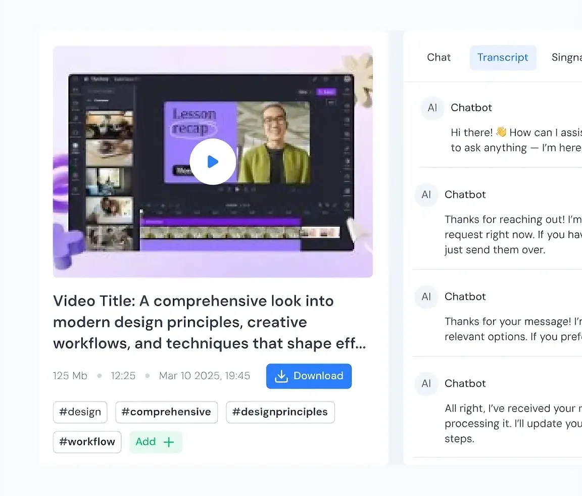 High quality meeting transcription interface with real-time transcription, speaker identification, and multilingual support