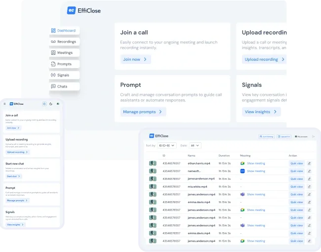 Efficlose Chrome Extension recording capabilities