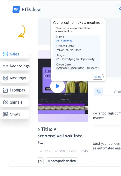 EffiClose customer success dashboard on mobile